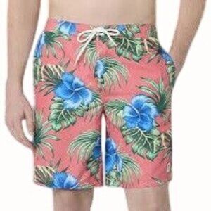 Ocean Pacific Coral Hibiscus Tropical Mens 9" Board Swim Shorts Lined NEW XL